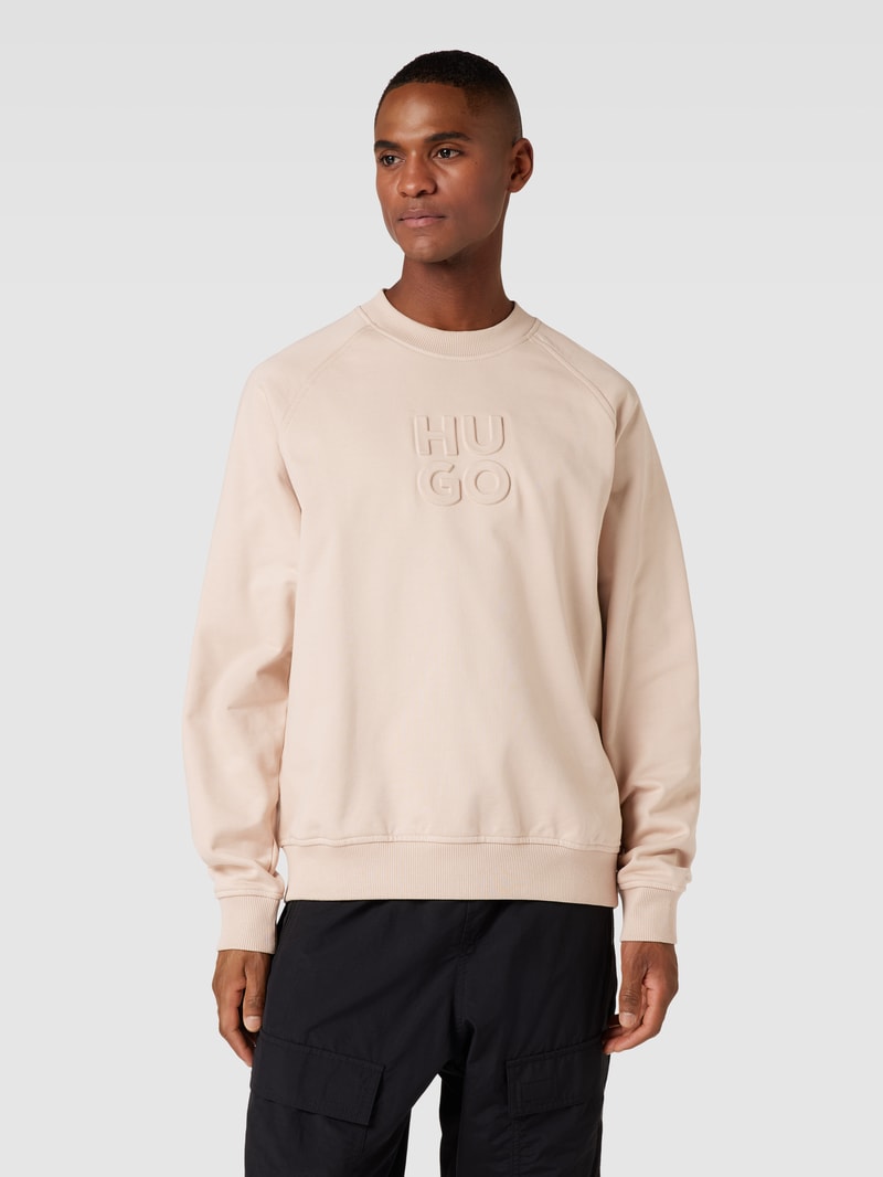 Sweatshirt mit Label-Stitching Modell 'Dumbkin' in beige