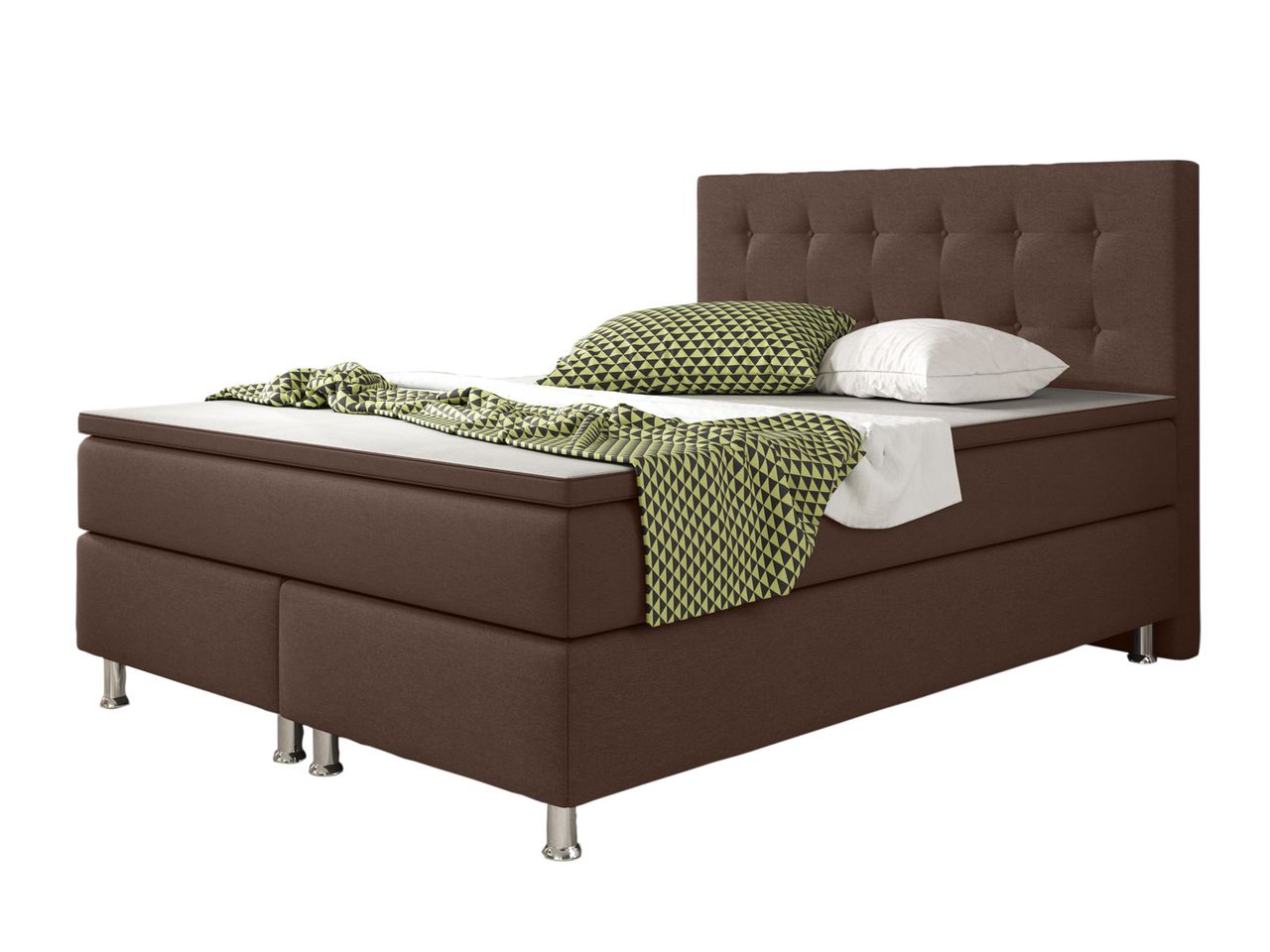 IHG Boxspringbett Köln 140x200 Webstoff Braun