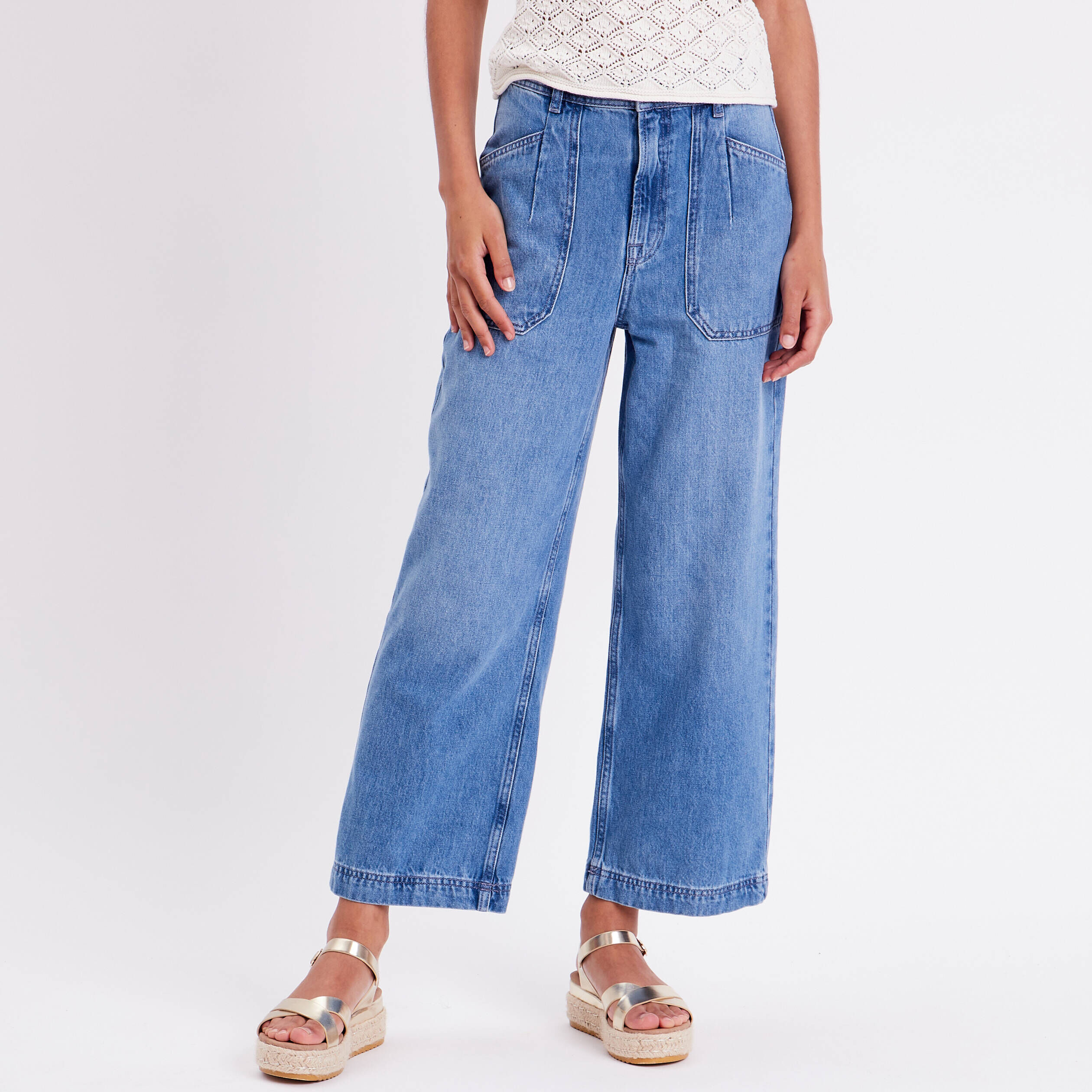 Jeans large 4 poches denim double stone femme | Cache Cache