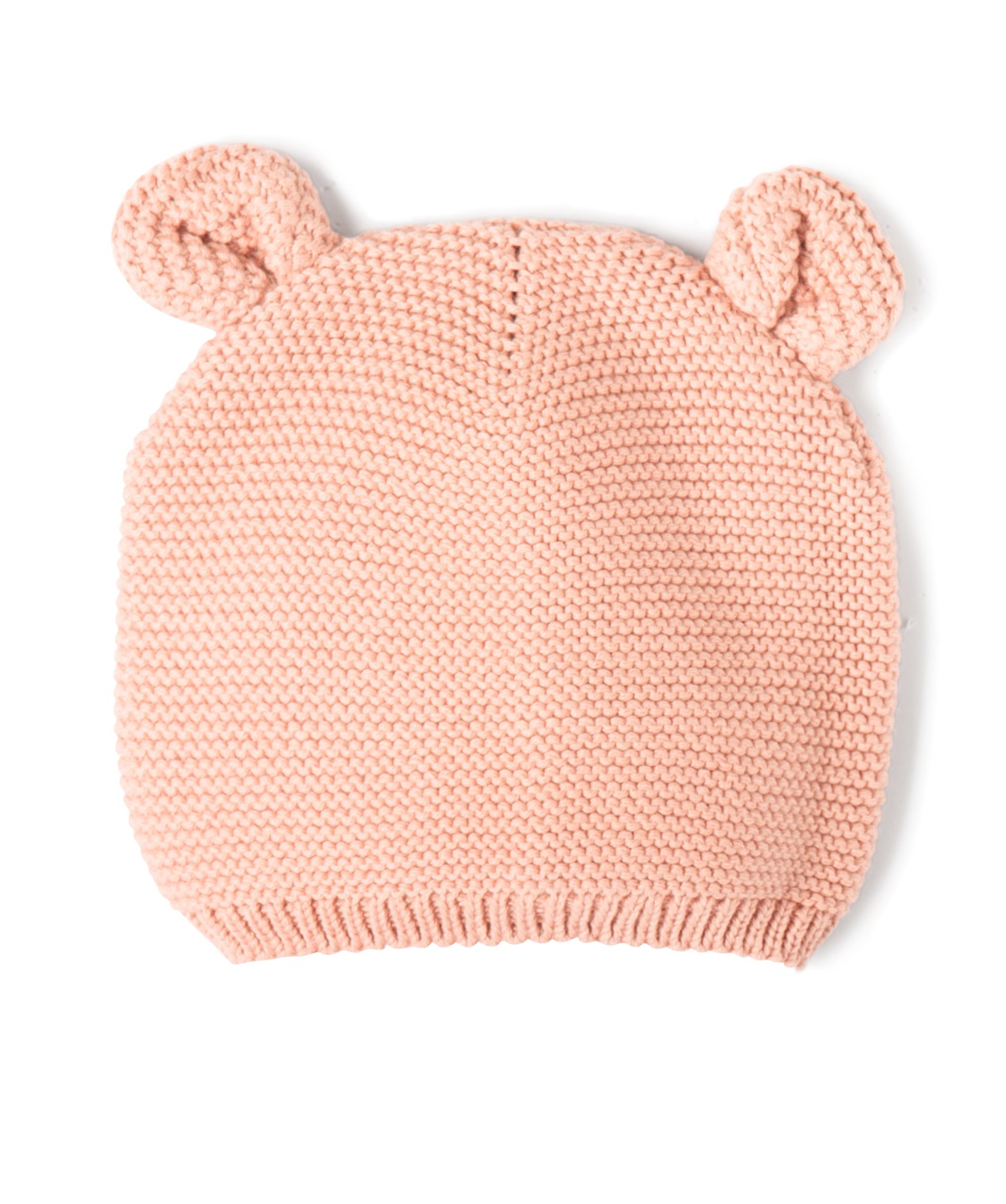 Bonnet de naissance en tricot avec oreilles en relief rose | GEMO