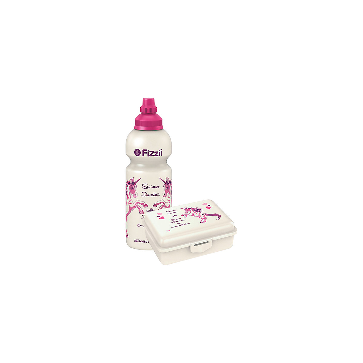 Pausenset, Trinkflasche & Brotdose Einhorn, 600 ml, inkl. Ersatzverschluss