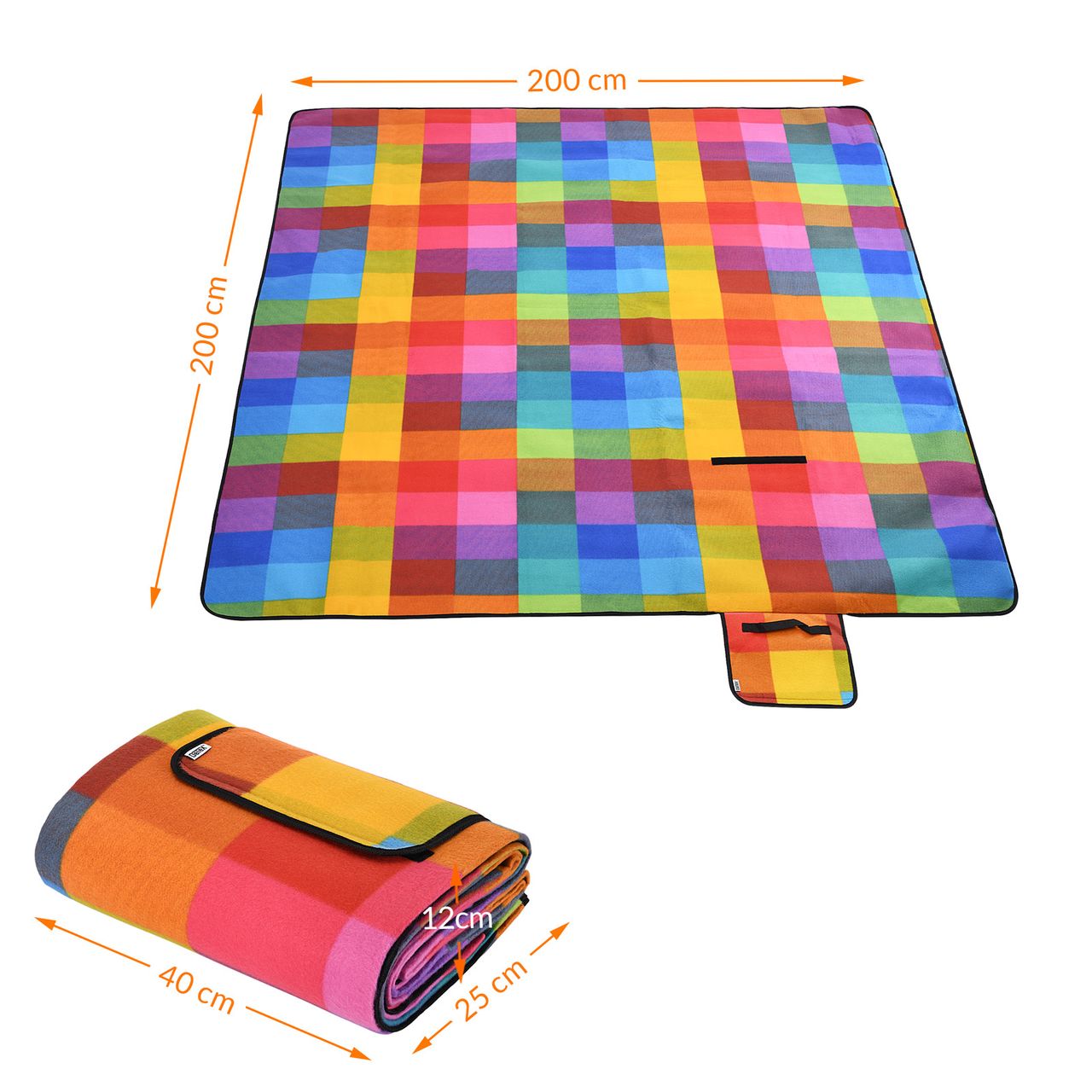 Casaria Detex® Picknickdecke Pixel 2x2m