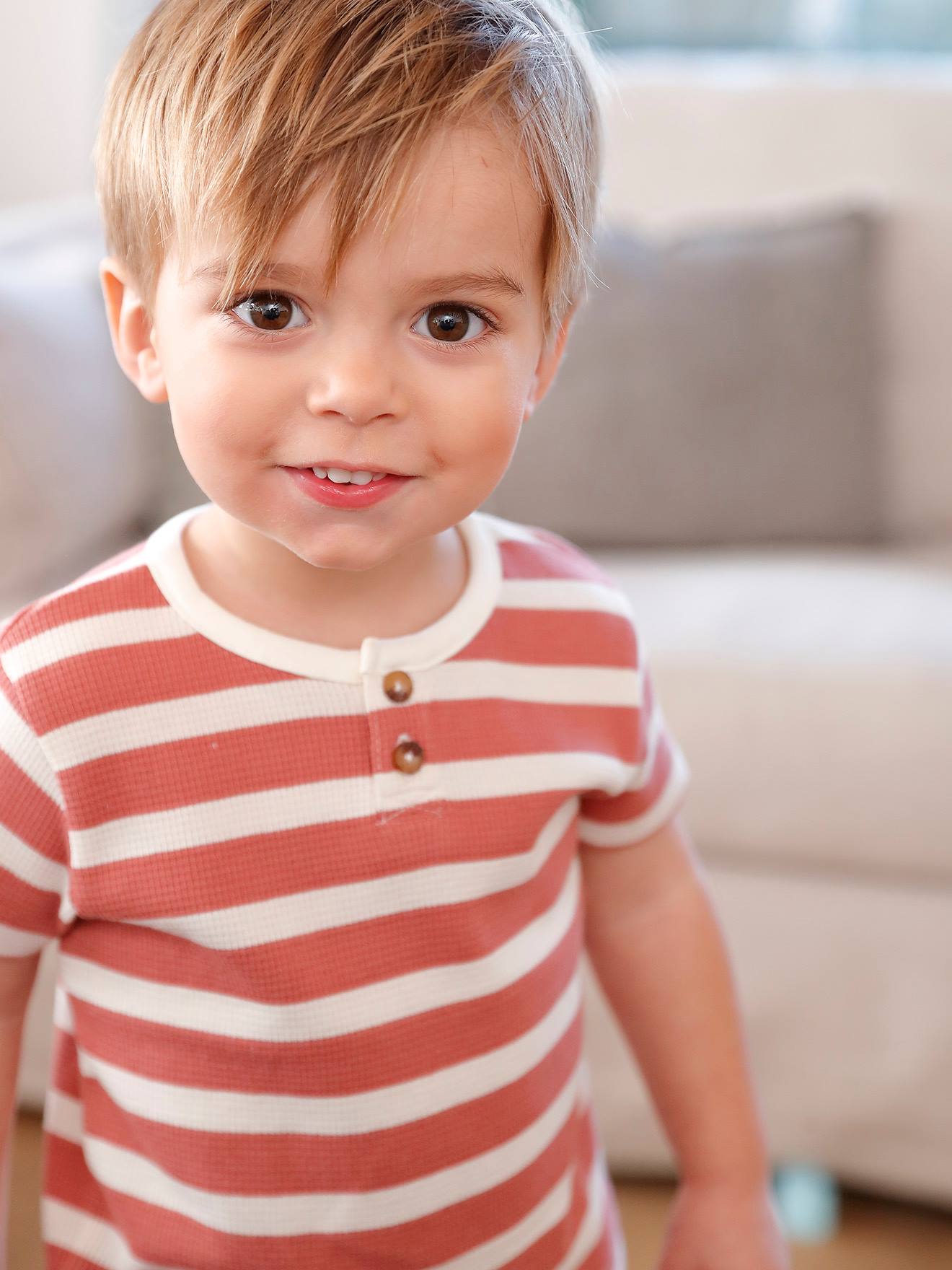 Vertbaudet Baby T-Shirt, Waffelpikee - ziegel