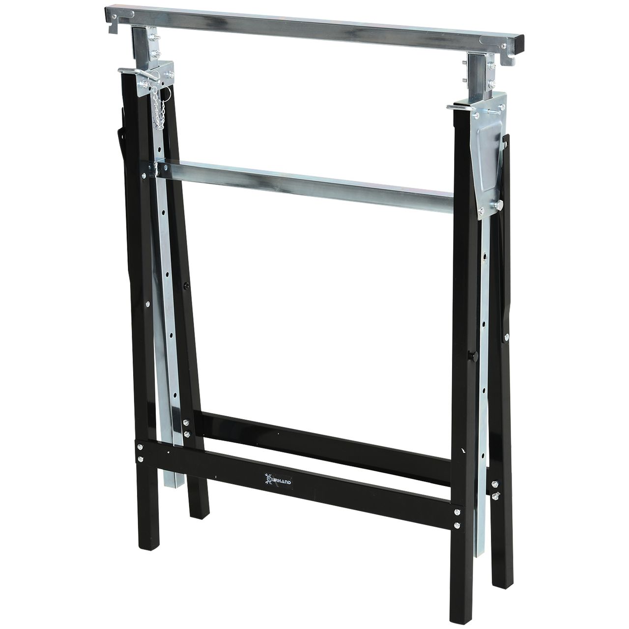 DURHAND Sägebock, Arbeitsbock, Hohenverstellbar, Faltbar, Metall, Schwarz, 68 x 56 x 80-130 cm, Belastbarkeit 200kg