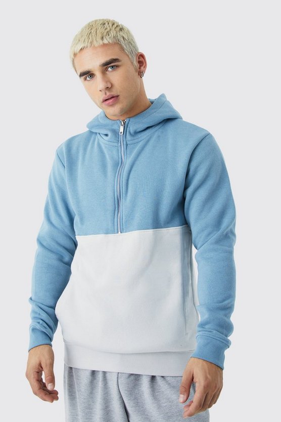 Slim-Fit Colorblock Hoodie mit Reißverschluss