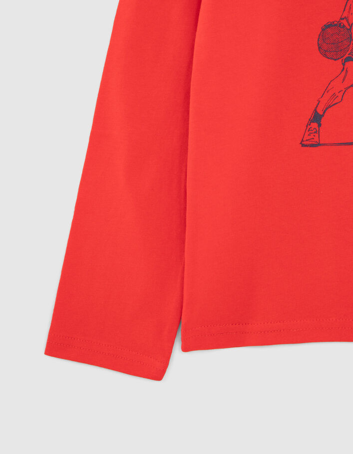 T-shirt rouge visuels basketteurs garçon
