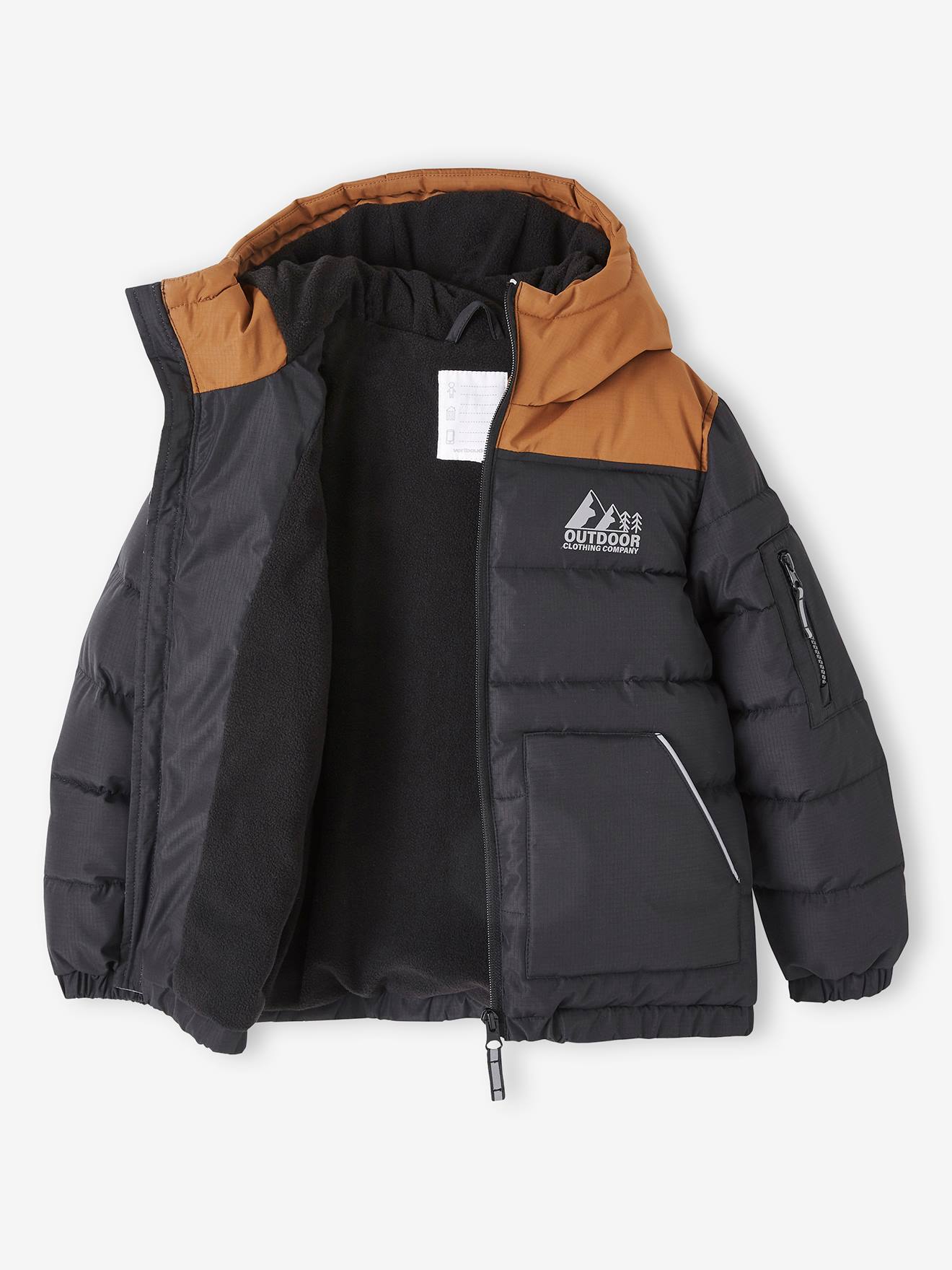 Vertbaudet Jungen Steppjacke mit Kapuze, Recycling-Polyester - khaki