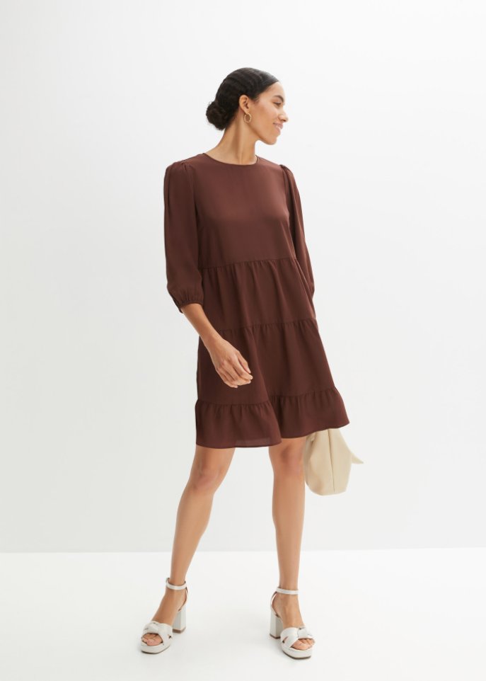 Crepe-Kleid mit Volants