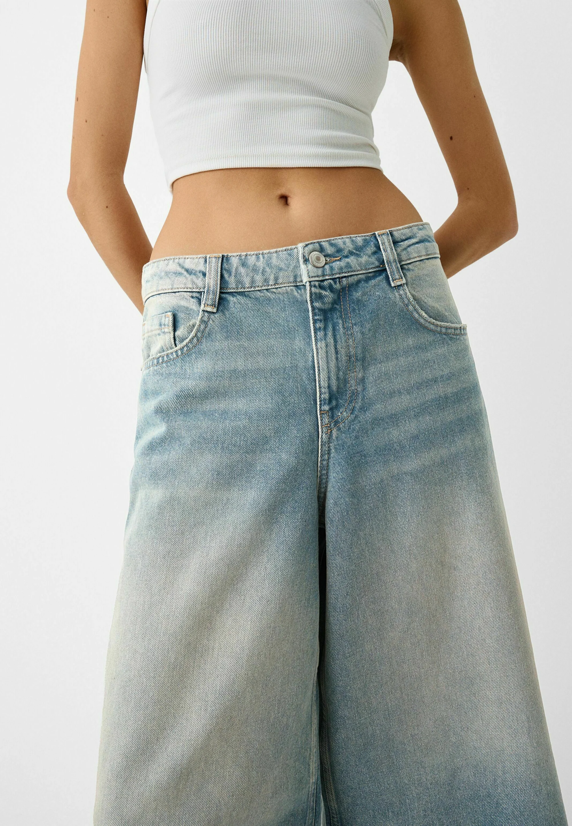 Bershka BAGGY BERMUDA - Falda vaquera