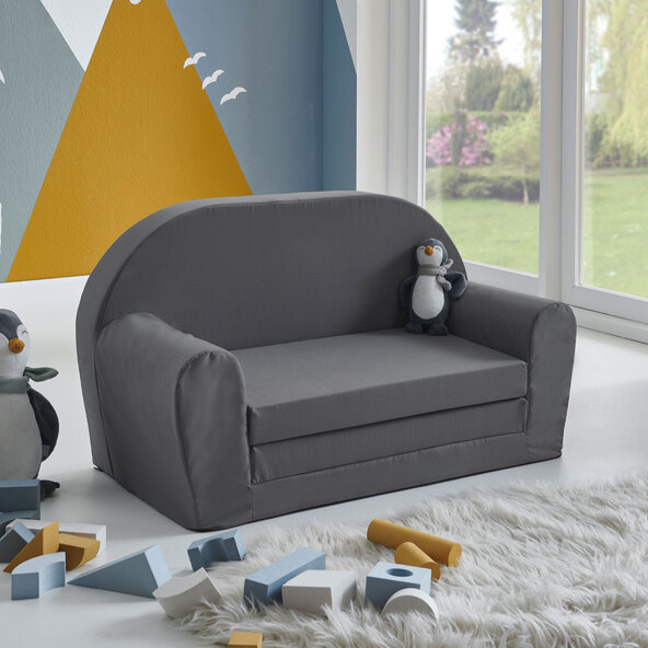 Kindersofa ausklappbar, grau