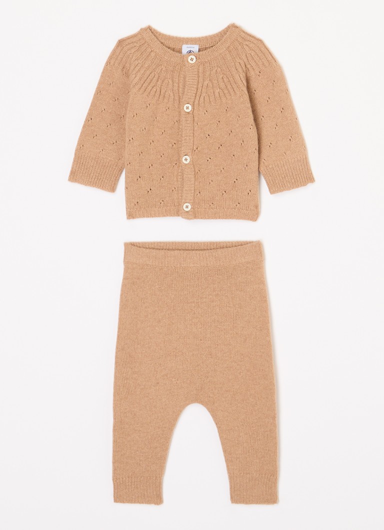 Souprava Petit Bateau s jemně pleteným kardiganem a dětskými kalhotami ze směsi vlny, 2dílná