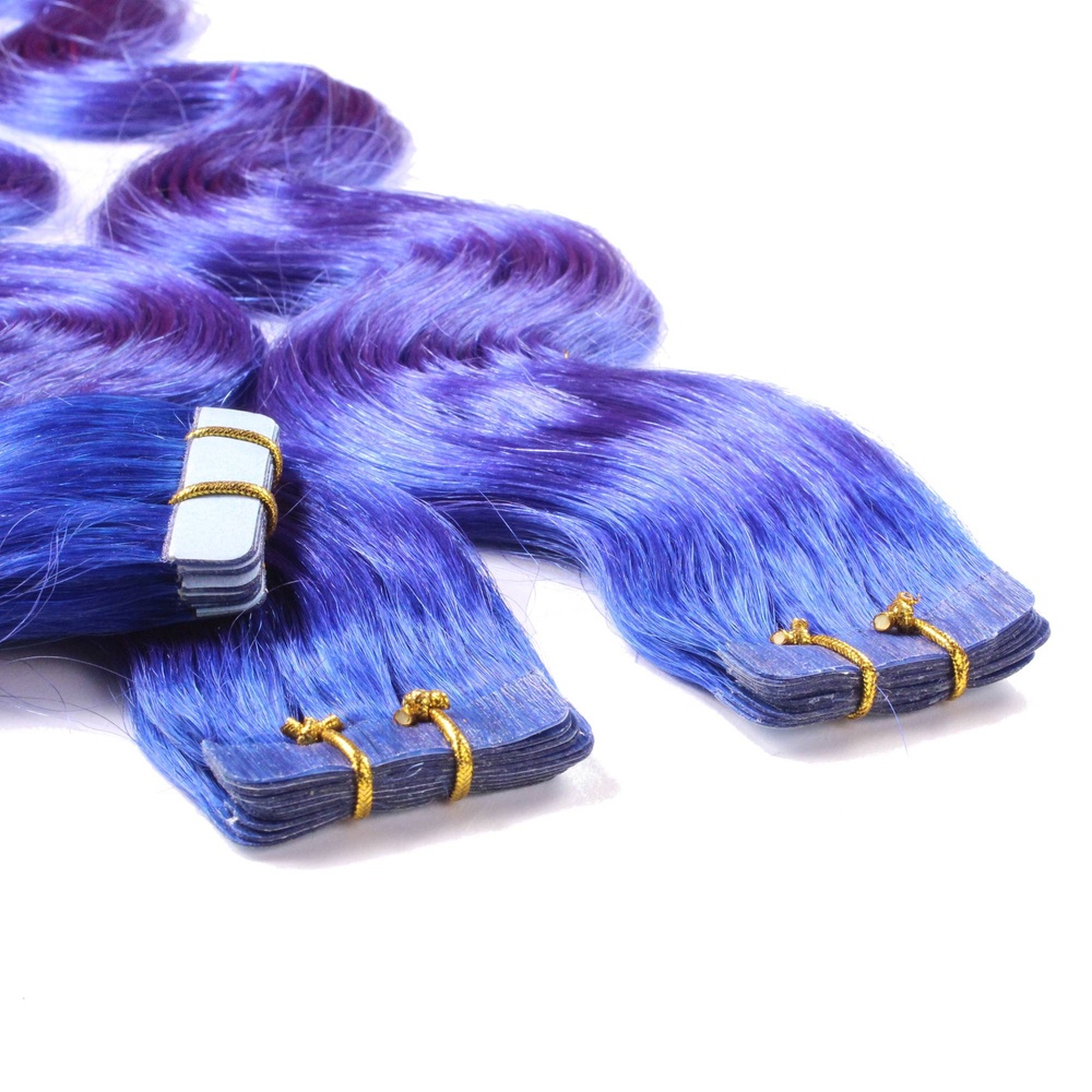 hair2heart Extensions adhésives cheveux naturels #bleu extensions