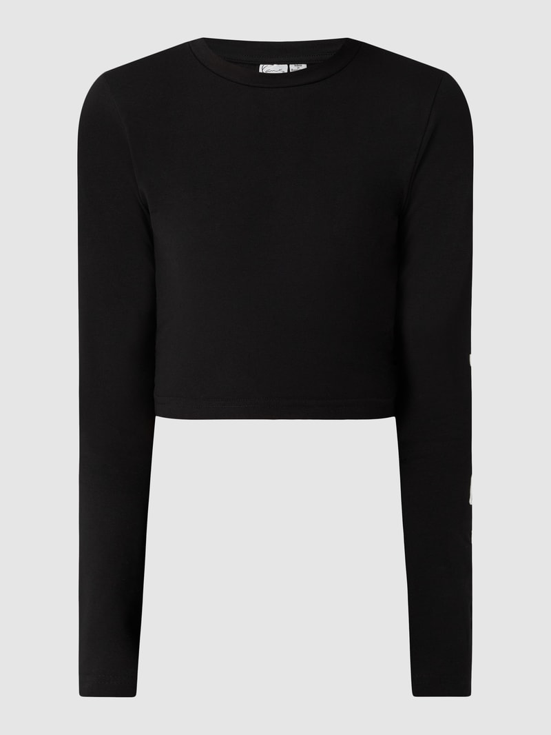 Cropped Longsleeve mit Schnürung  in schwarz