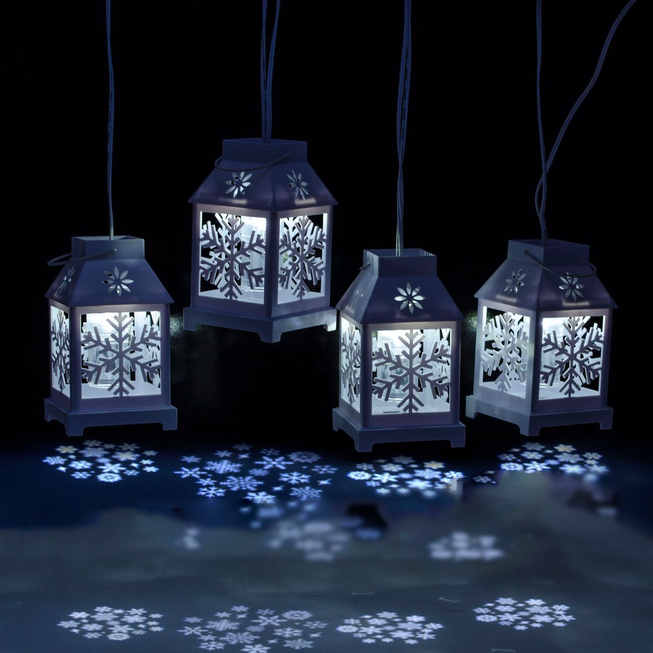 X4-Life X4-LIFE LED Laternen Lichterkette mit Schneeflocken Projektion