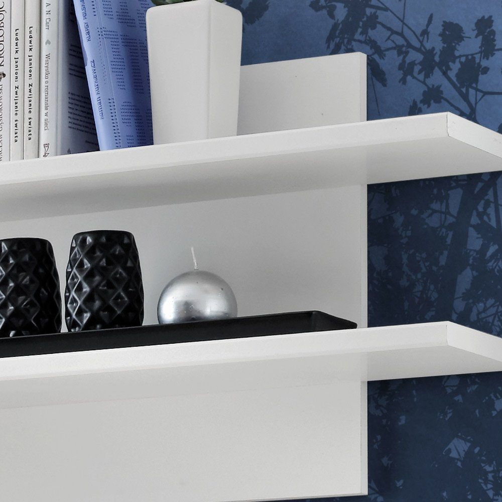 Stylefy Wohnwand Jagst, (Wohnmöbel, Wohnzimmer-Set, Set (4-St), bestehend aus 2xHängevitrine, 1xLowboard, 1xWandboard, inkl. LED-Beleuchtung, mit Glaseinsatz,variabel stellbar und hängbar, Hochglanzfronten