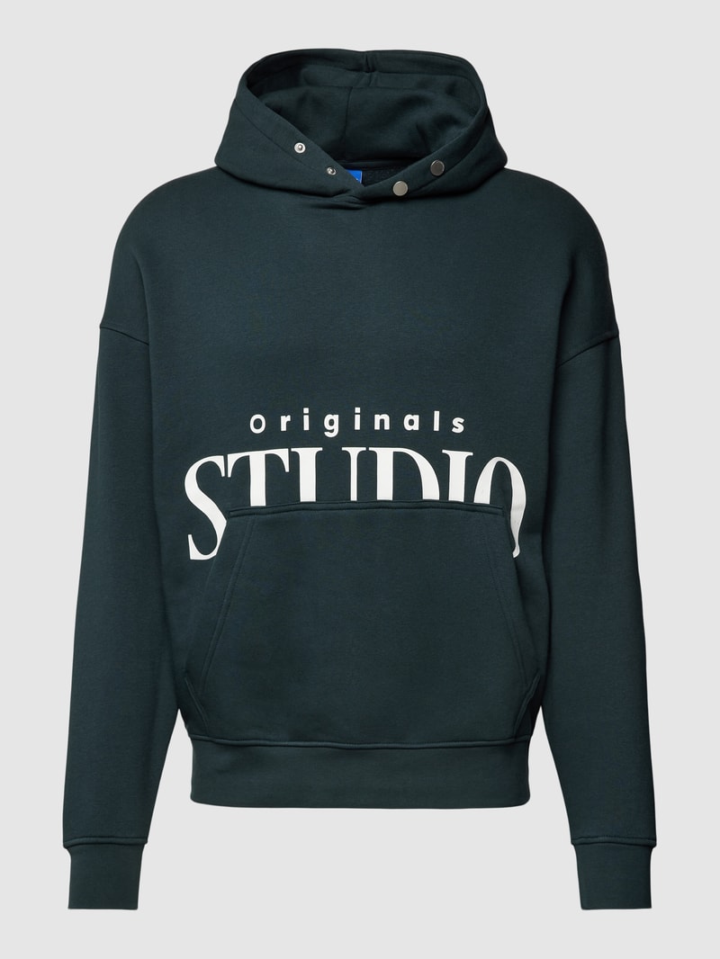 Hoodie mit Statement-Print Modell 'JORVESTERBRO' in dunkelgrün