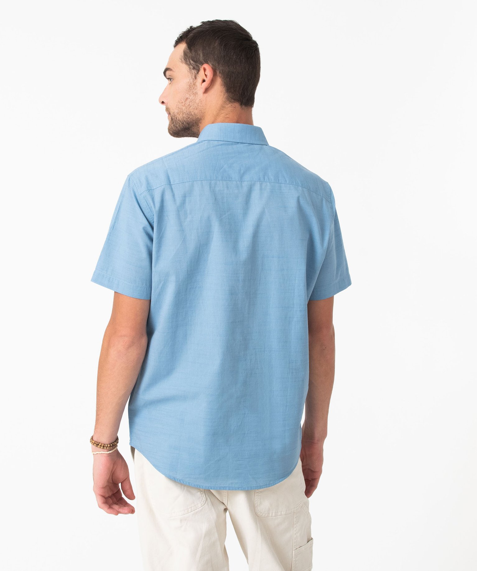 Chemise à manches courtes en coton léger homme bleu | GEMO
