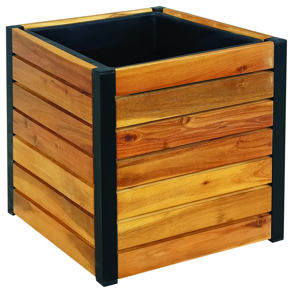 Hardin 1fachgut Holz Pflanzkübel, Pflanzkübel, Blumenkasten, Blumenkübel 33,5 x 33,5 x 32 cm FSC braun