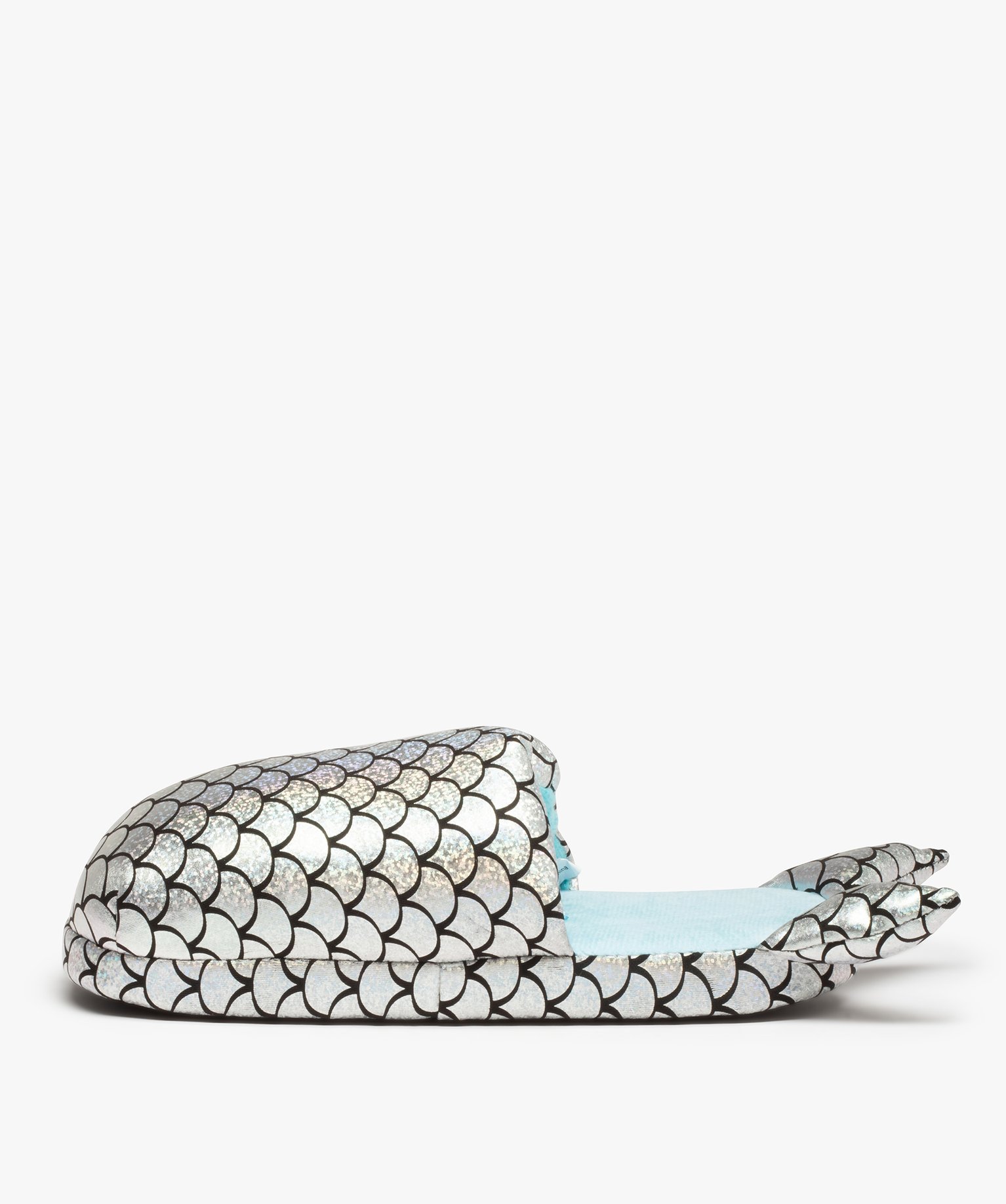 Chaussons femme mules rembourrées sirène argent | GEMO
