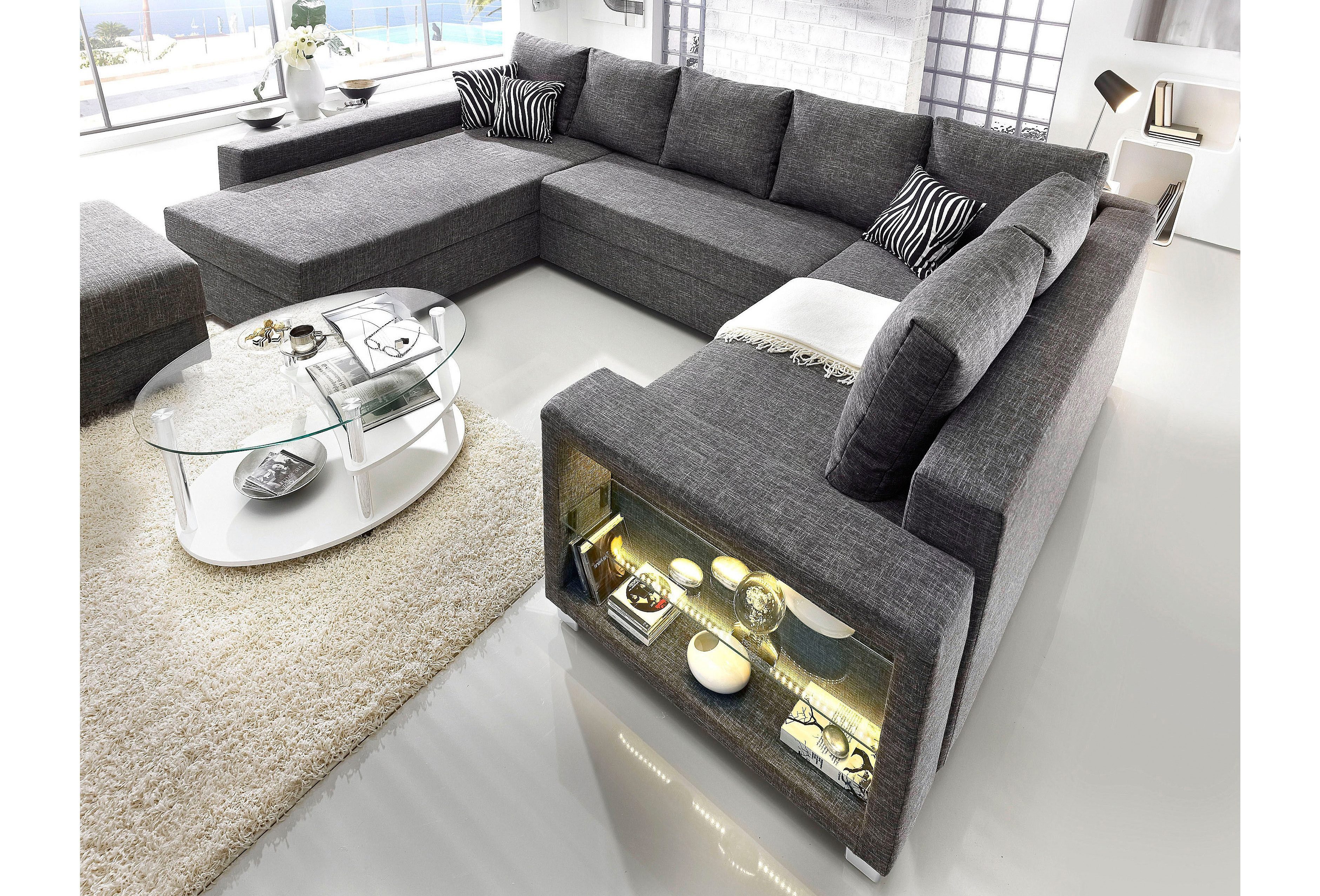 PRO Line Couchtisch, mit Glasplatte, Gestell aus Holz und Metall, Ablageboden, mit Rollen