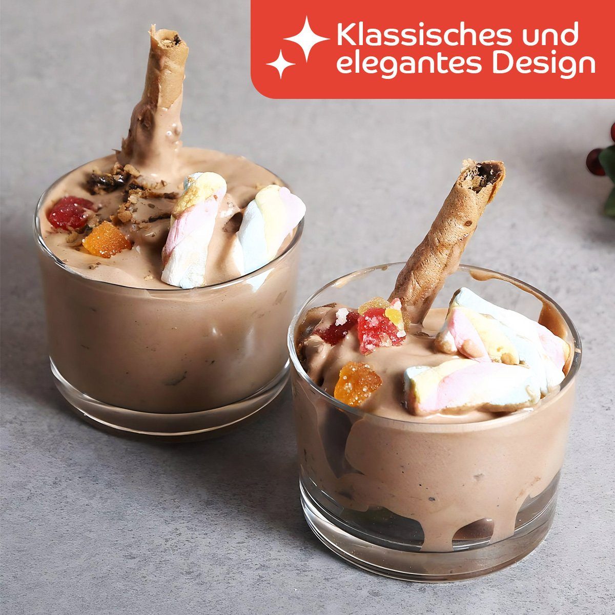 Konzept 11 Dessertschale Dessertgläser Set 150ml Transparent Rund Eisschalen für Tiramisu, (Set, 6-tlg)