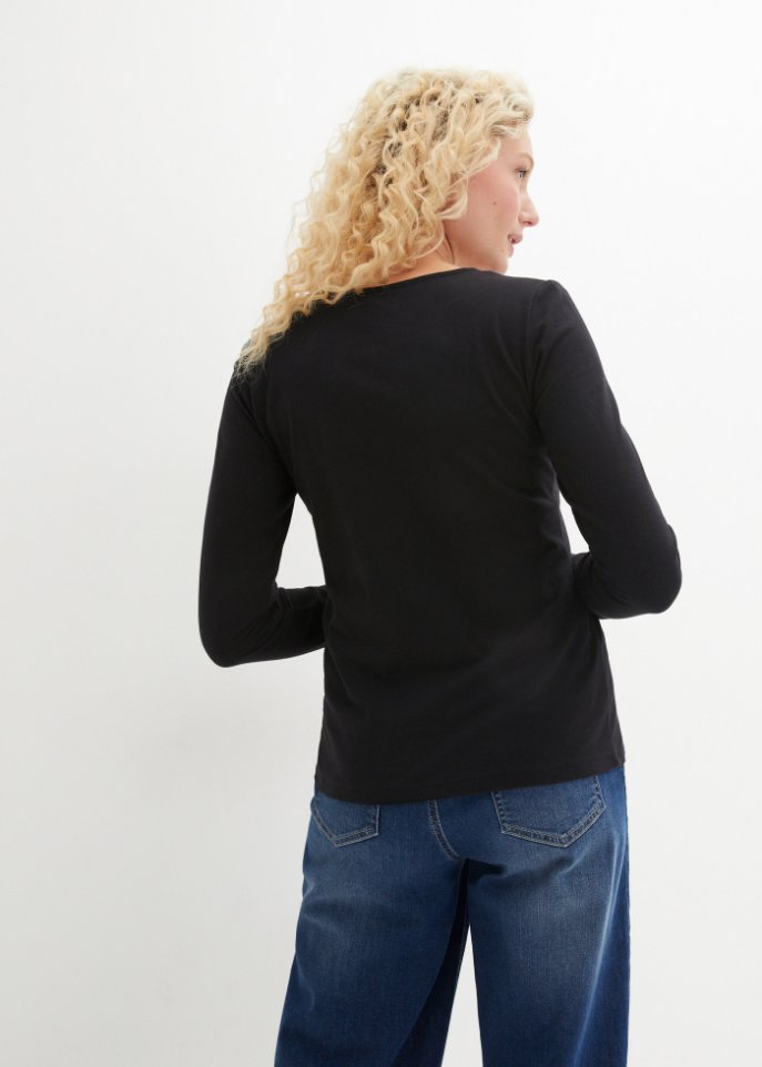 Langarmshirt mit Rundhalsausschnitt (2er Pack)
