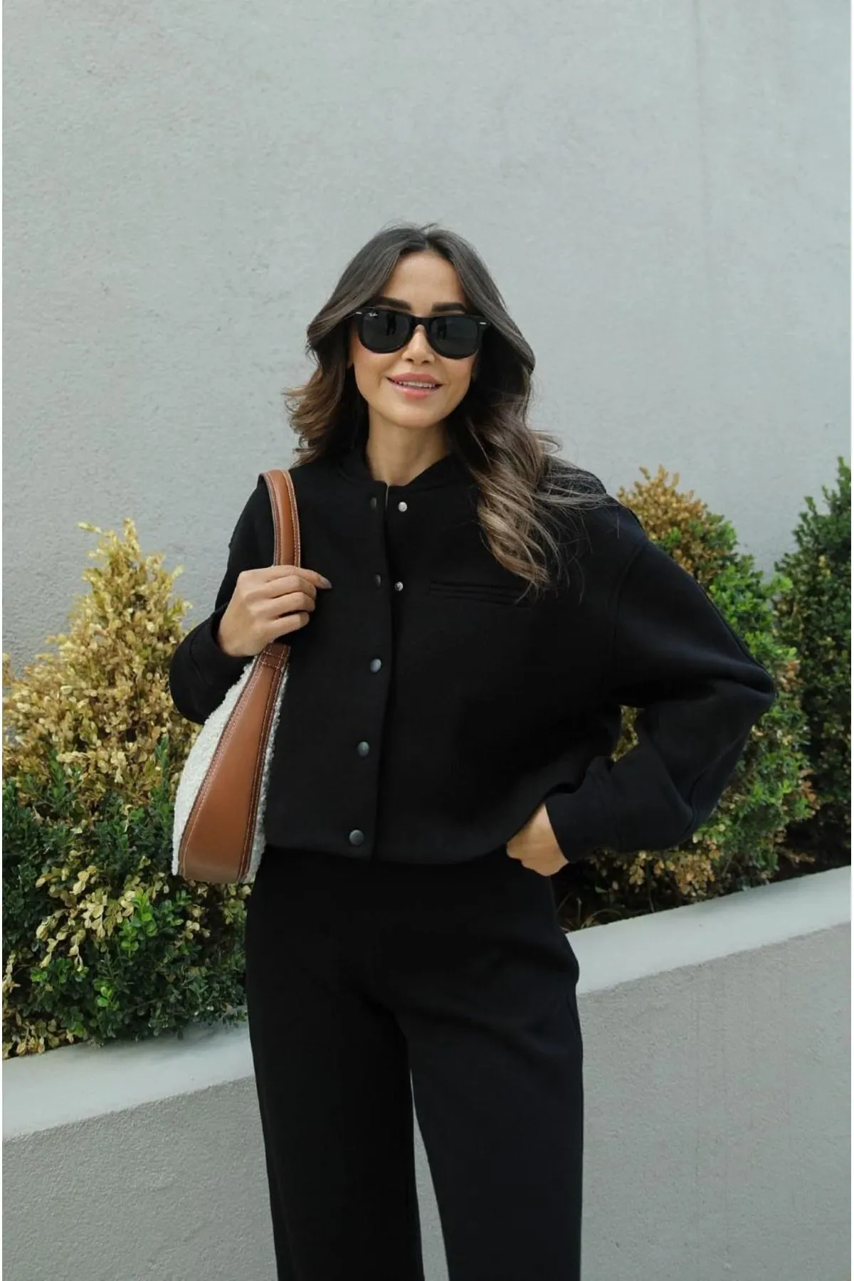 My Blog  Schwarzes Premium Snap Jacket 3-Faden-Trainingsanzugset für Damen