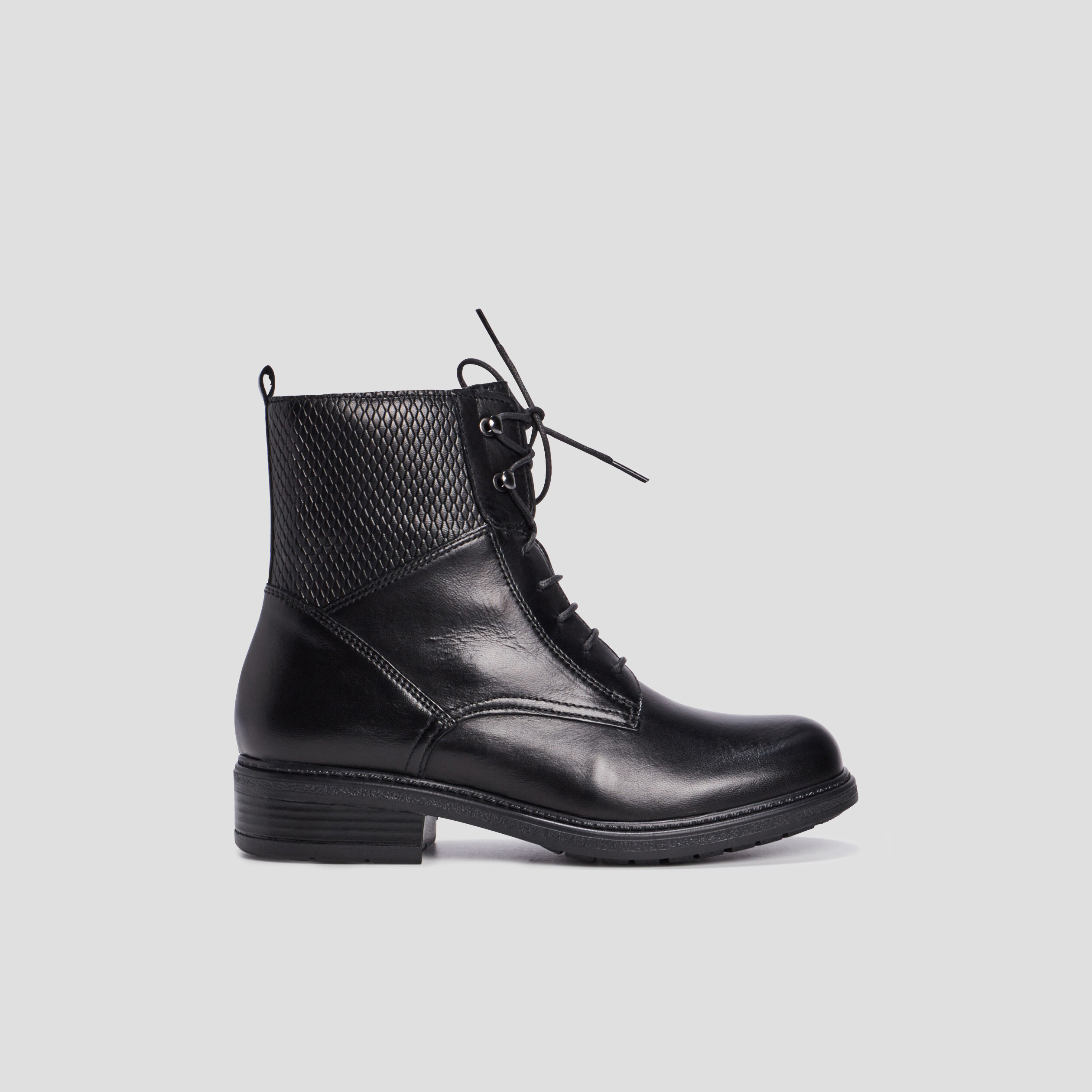 Bottines en cuir zippées à lacets noir fille | La Halle