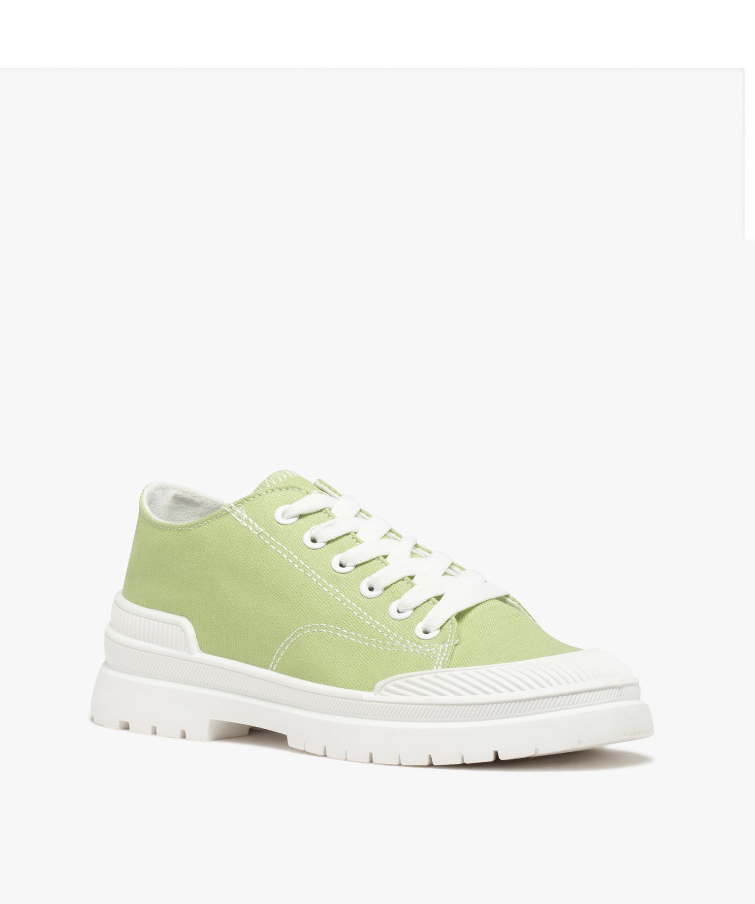 Baskets femme crantées en toile unie – Banana Moon vert | GEMO