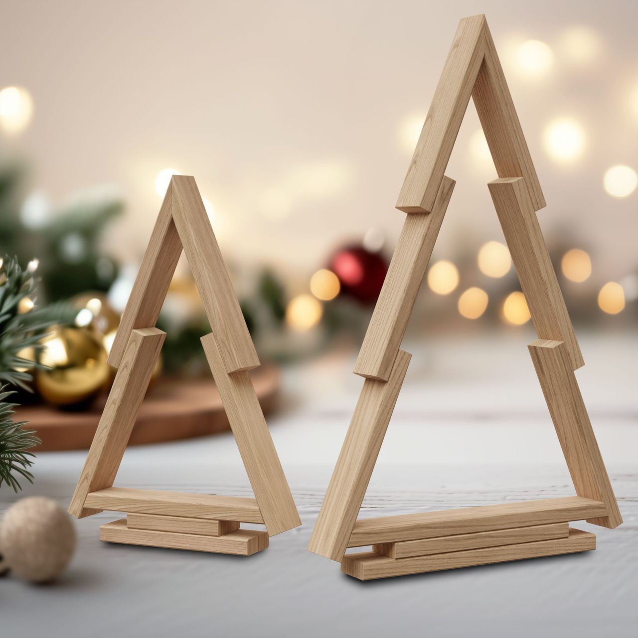 Pemicont Floranica Tannenbaum 2er-Set aus Kiefernholz Holztannenbäume - Unbehandelt