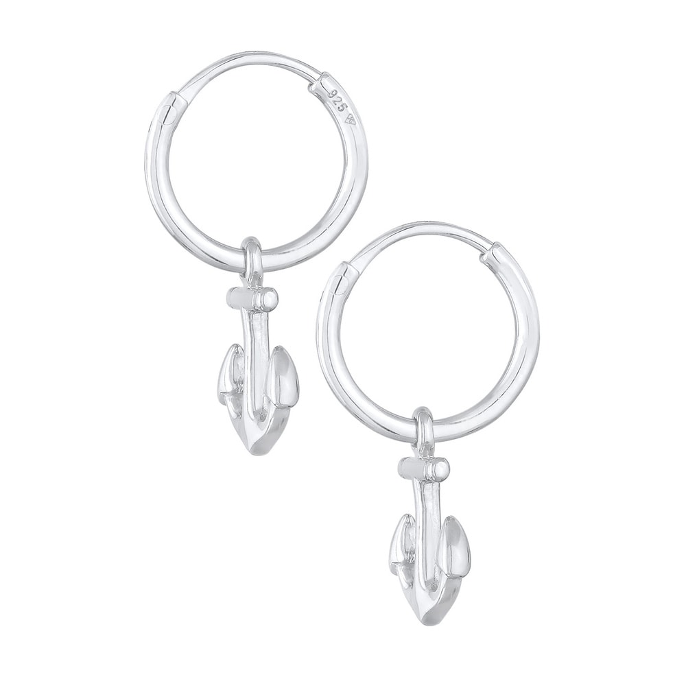 Elli Elli Boucles d'Oreilles Femmes créoles Ancre pendentif maritime en argent sterlin Boucles d'oreilles
