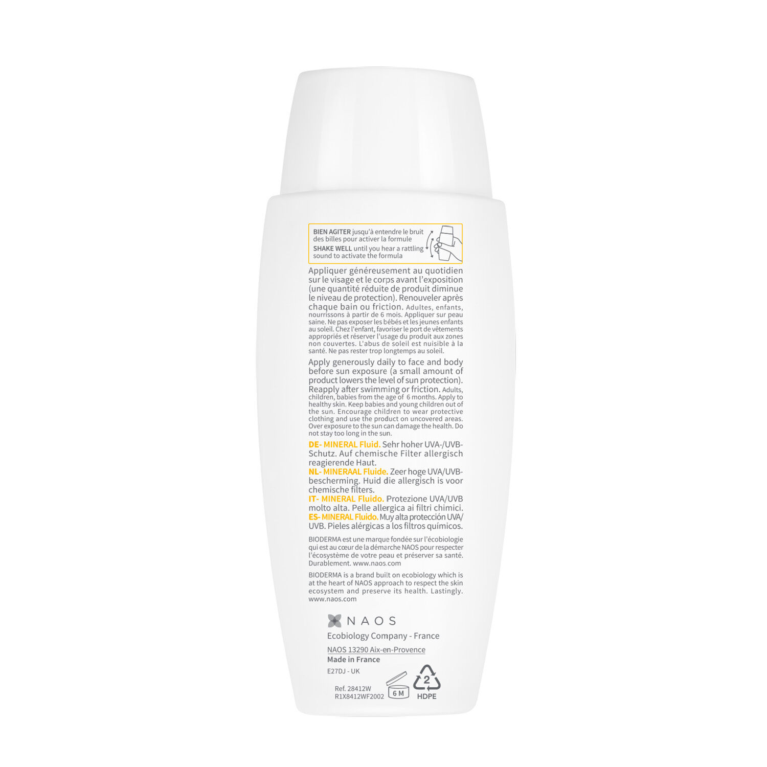 Bioderma Photoderm Mineral Fluide Pour Peaux Allergiques aux Filtres Chimiques - SPF50+ 75G