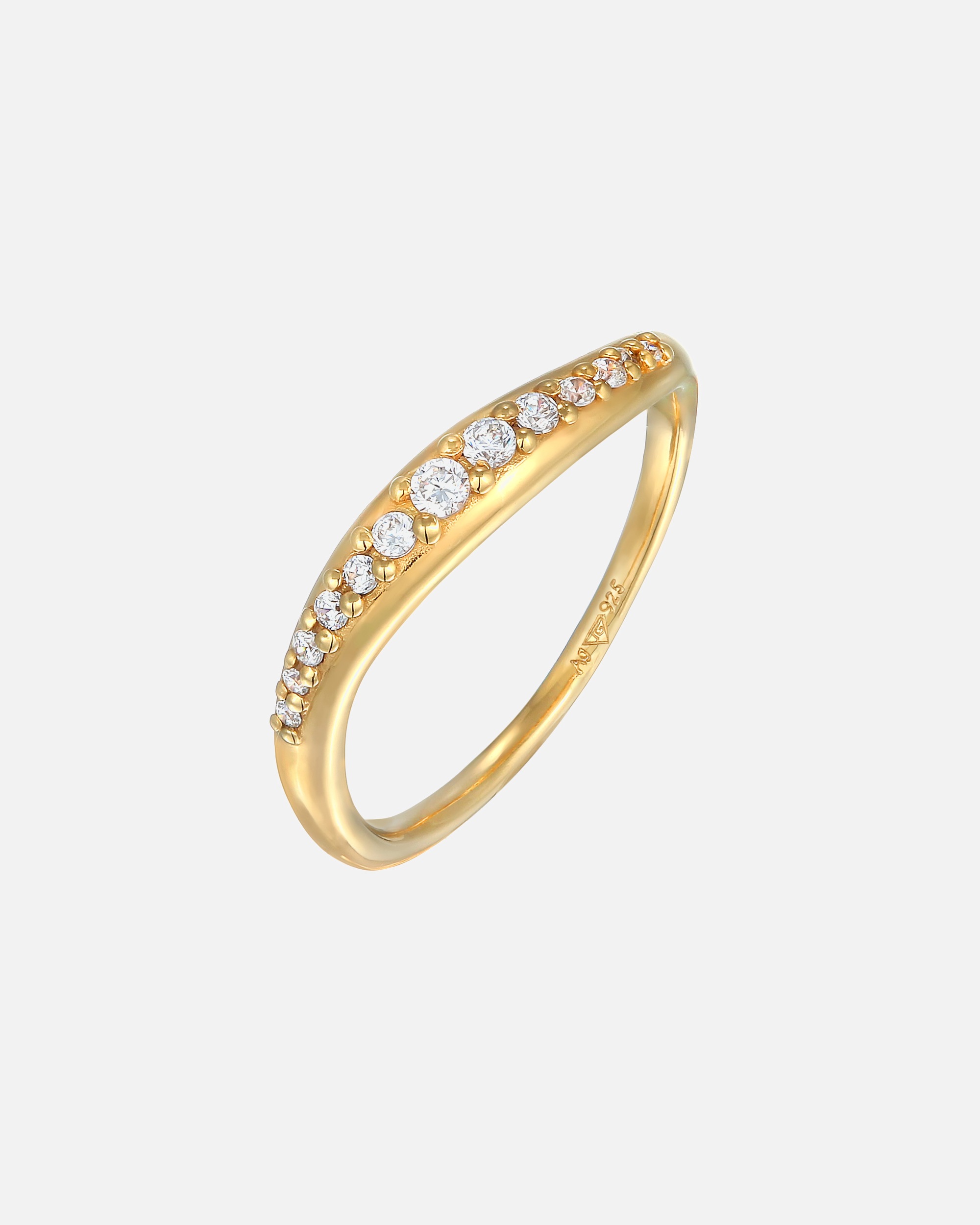 Elli női elegáns, ívelt, halmozott fülbevaló cirkónia kristályokkal, 925-ös sterling ezüstből