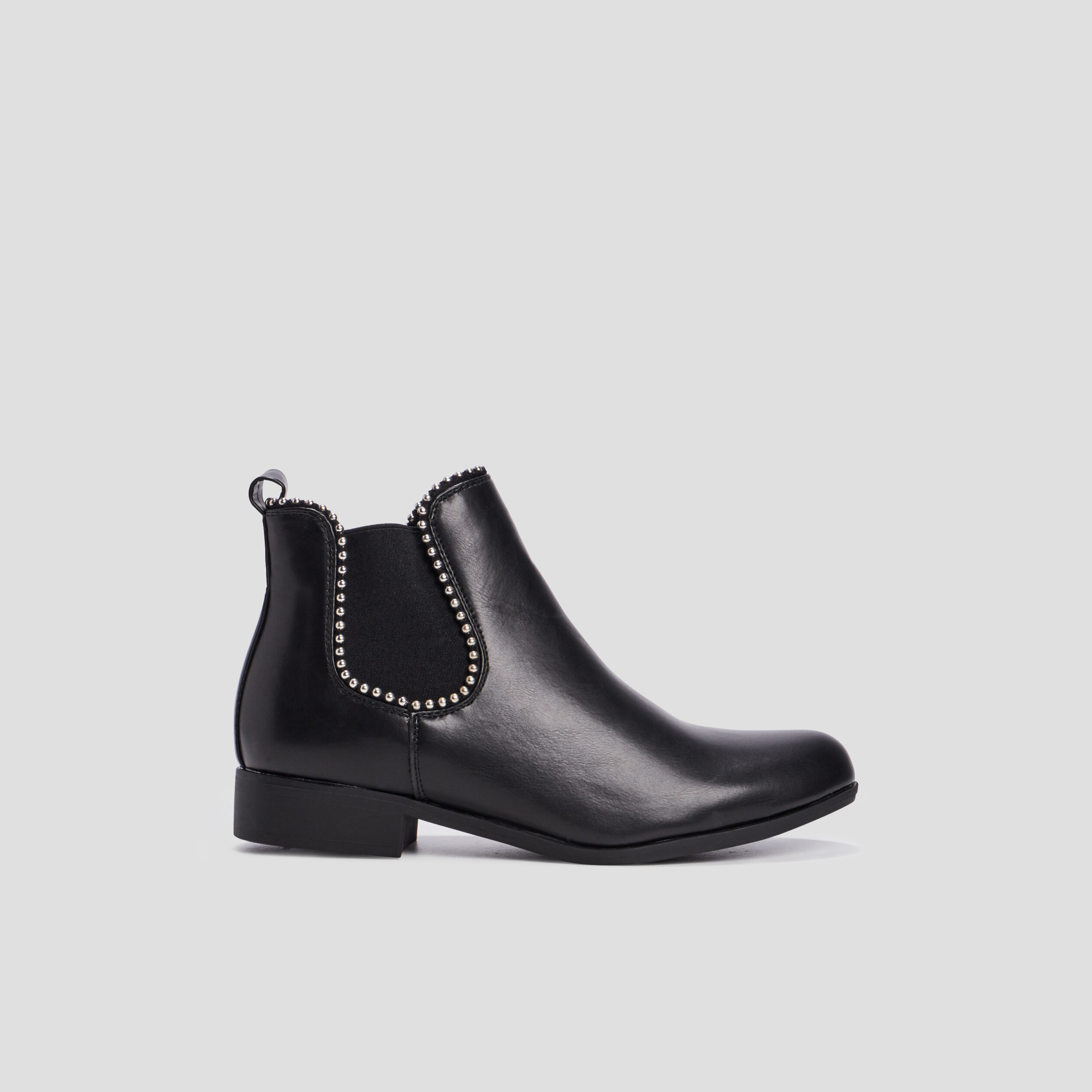 Bottines fourrées chelsea avec clous noir femme | La Halle