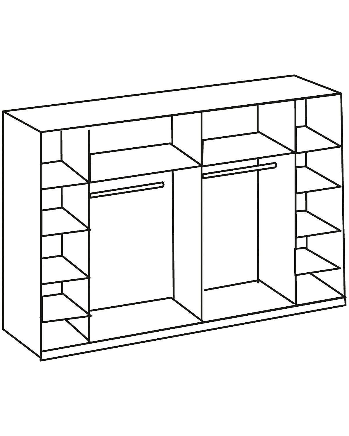 Schwebetürenschrank Stockholm 270x65x210cm Kleiderschrank Spiegel graphit silver fir Industriedesign
