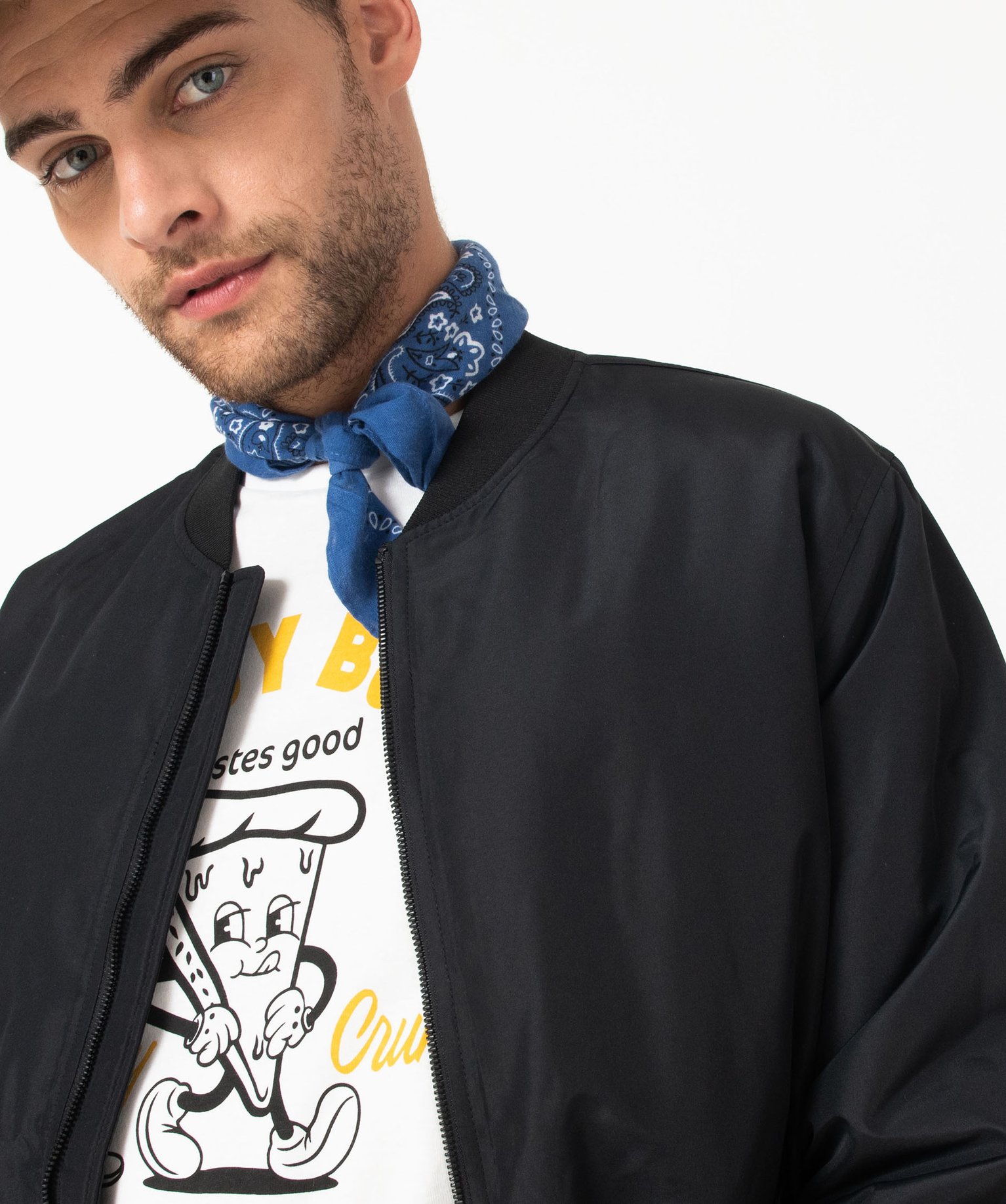 Blouson zippé style bomber homme noir | GEMO