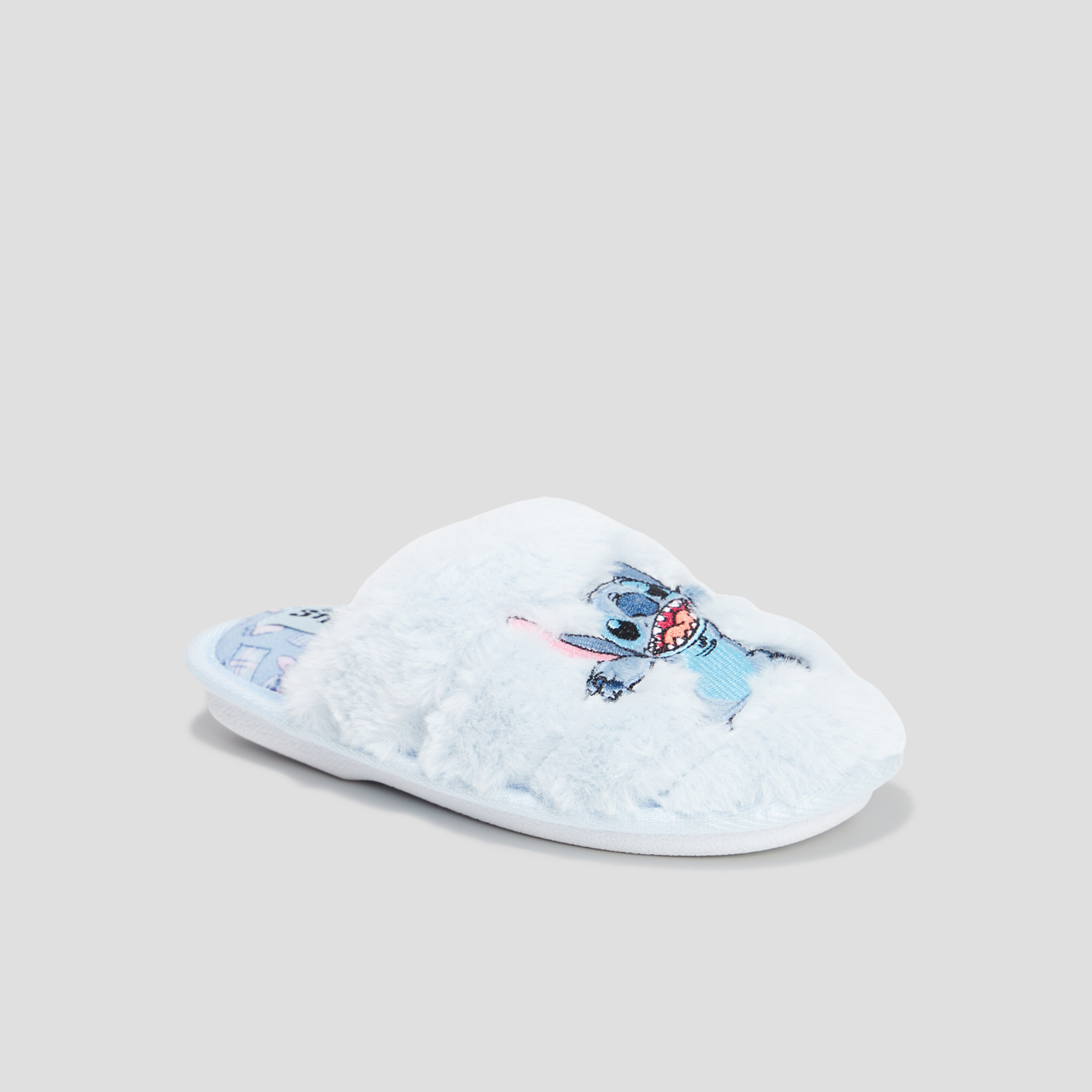 Chaussons mules fausse fourrure Stitch bleu fille | La Halle