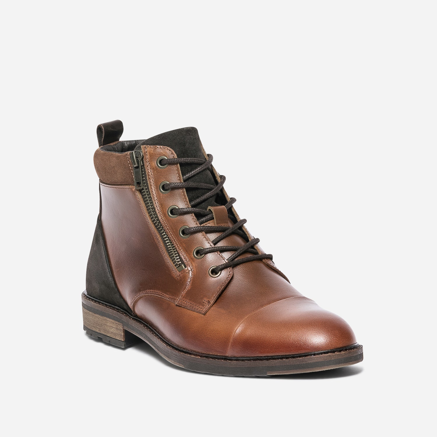 Boots à lacet cognac en cuir
