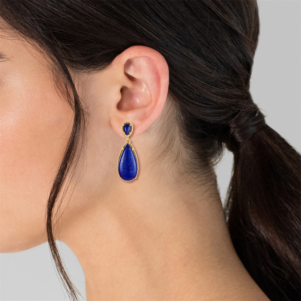 Rafaela Donata Boucles doreilles Argent sterling Lapis-lazuli en Or jaune Bijoux