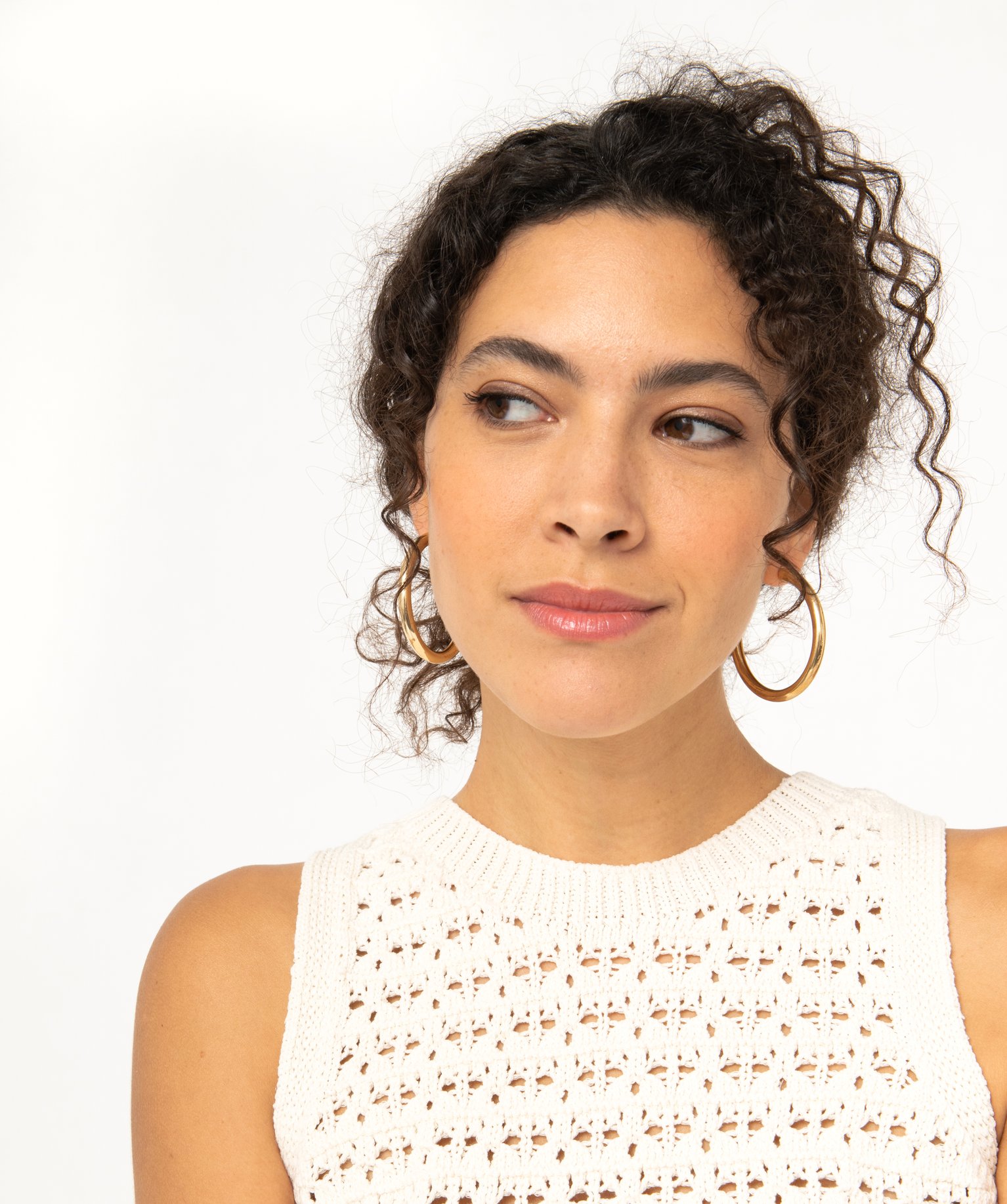 Débardeur en maille ajourée faon macramé femme ecru | GEMO
