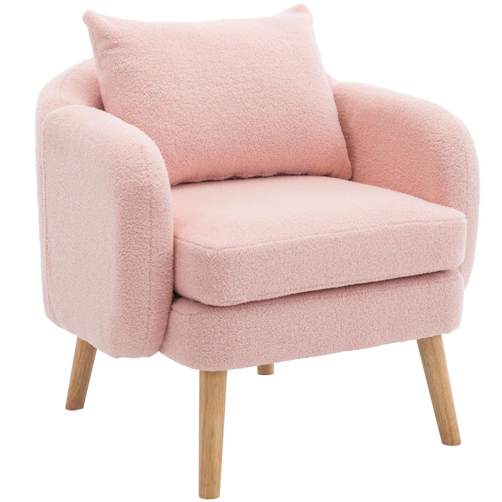 KLAM HOME Sessel Ohrensessel, Relaxsessel, Lehnsessel mit super dickes Kissen (Armlehnensessel TV-Sessel bis 150 kg Belastbar), Einzelsofa gepolsterter Ohrensessel mit Massivholz-Bein
