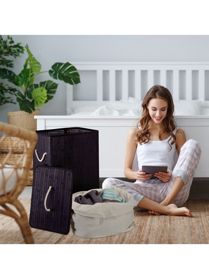 relaxdays 2x Wäschekorb in Schwarz/ Weiß - Je 83 l günstig kaufen onesize