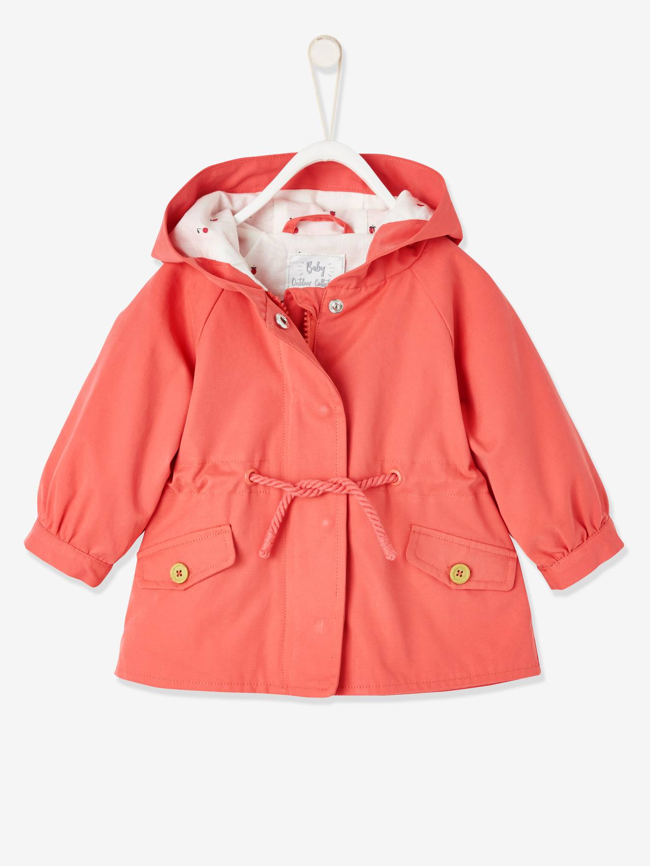 Vertbaudet Mädchen Baby Jacke mit Kapuze - koralle