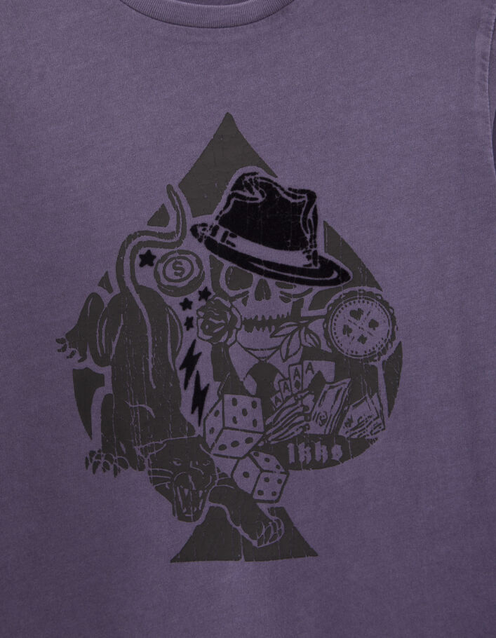 T-shirt violet visuel as de pique rock garçon