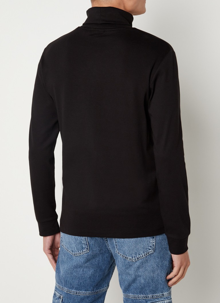 Camisa de manga comprida HUGO BOSS Derollo com gola alta e bordado do logotipo.