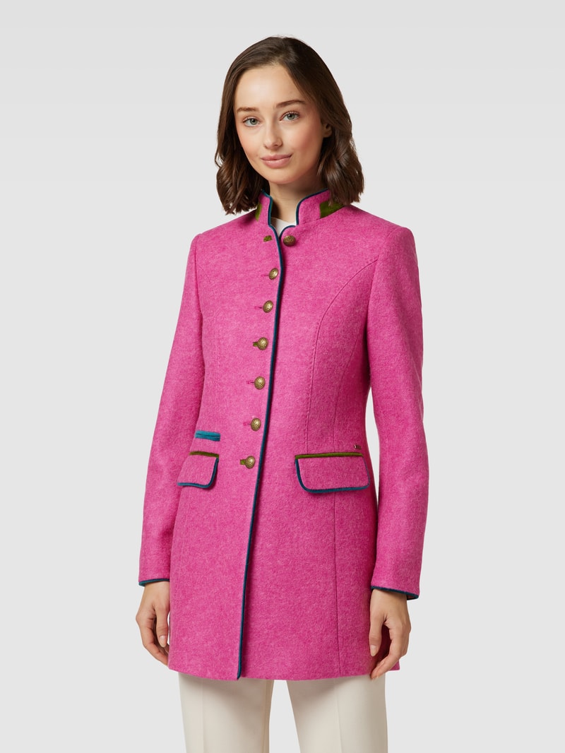 Longblazer mit Stehkragen und Pattentaschen in pink