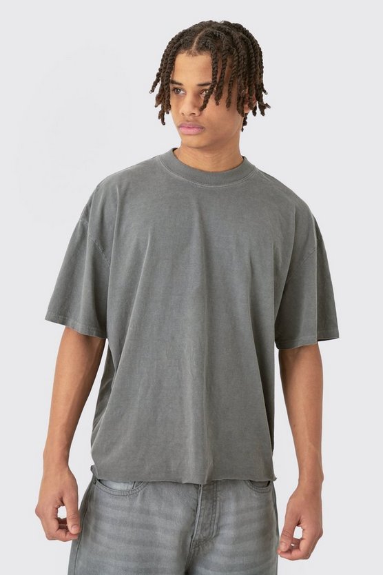 Kastiges Oversize T-Shirt mit rohem Saum und Sternen-Print