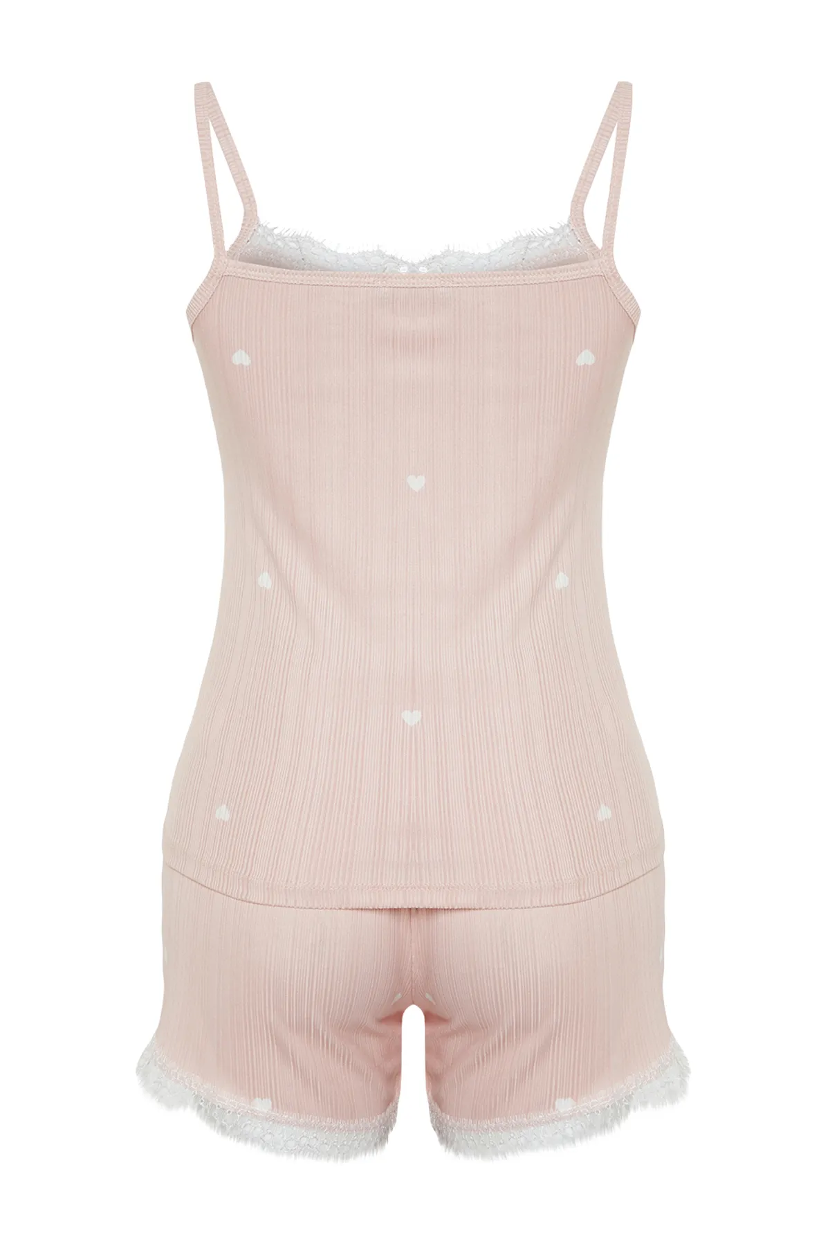 Trendyol Collection  Rosa 5er-Pack Pyjama-Set aus Rippstrick mit Herzmotiv THMSS24PT00380