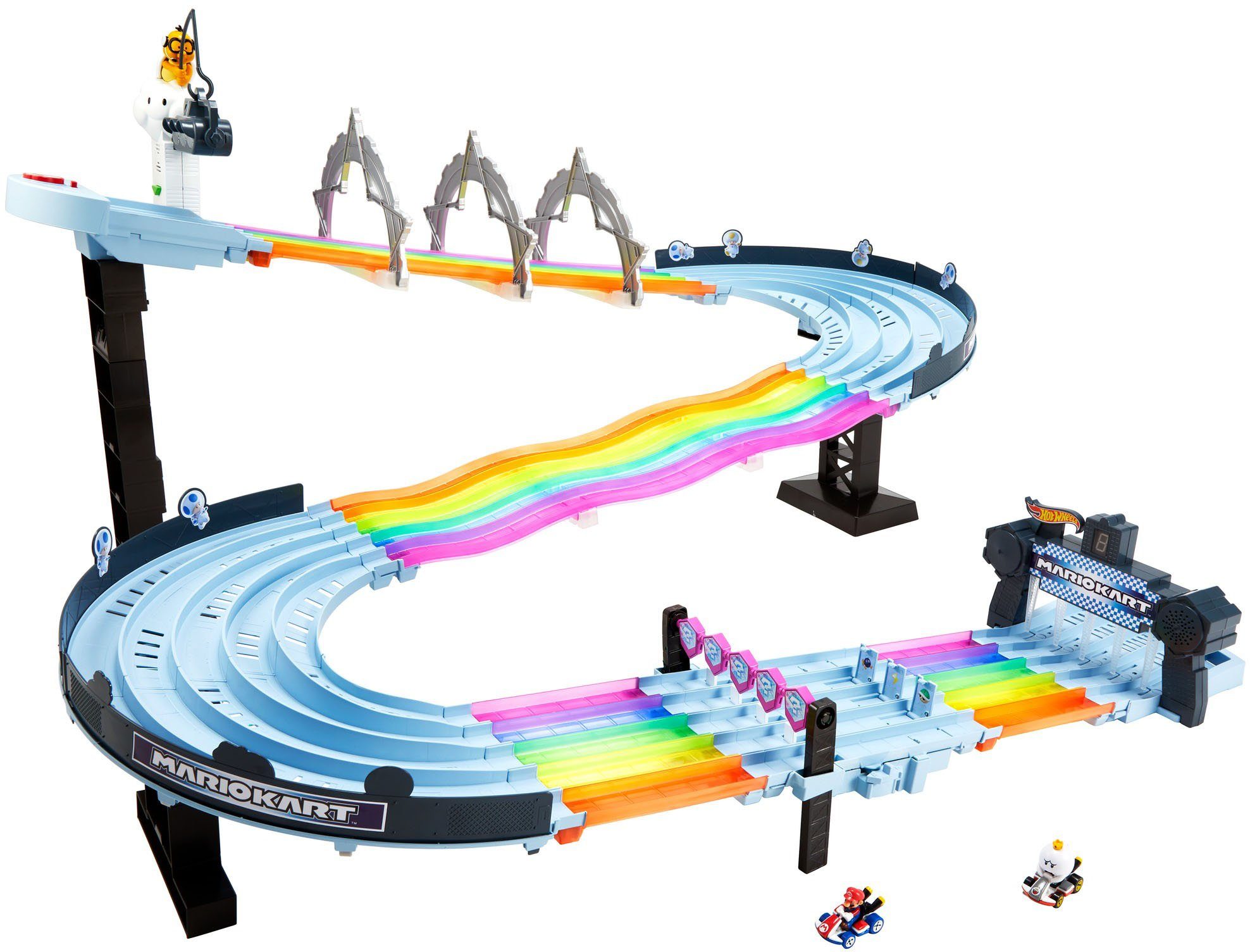 Hot Wheels Autorennbahn Mario Kart Regenbogen Rennstrecke, inkl. 2 Spielzeugautos