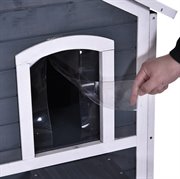 PawHut Katzenhaus Outdoor Katzenhütte 3 Treppen 2-Etagen Katzenvilla Asphaltdach